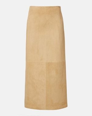 The Row Danas Suede Wrap Skirt - Natural