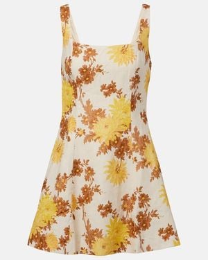Faithfull the Brand Felice Floral Linen Minidress - Metallic