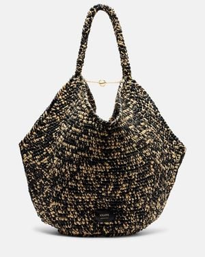 KHAITE Lotus Medium Raffia Tote Bag - Black