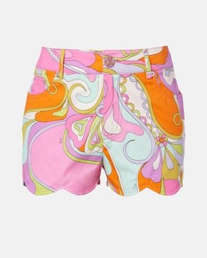 PUCCI Orchidee Scalloped Cotton Shorts - Pink