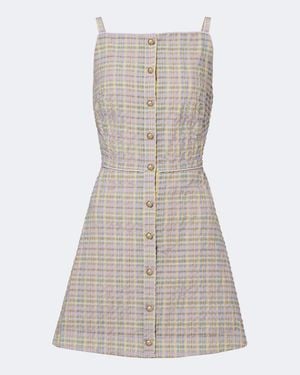 Markarian Skye Plaid Seersucker Minidress - Grey