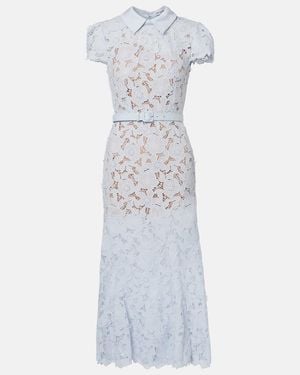 Self-Portrait Floral Guipure Lace Midi Dress - Blue