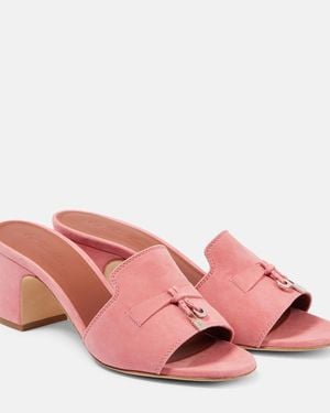 Loro Piana Summer Charms Suede Mules - Pink