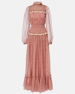 Dolce & Gabbana Floral Silk And Cotton Chiffon Gown - Red
