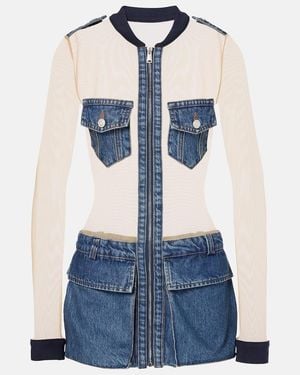 Coperni Illusion Tulle And Denim Minidress - Blue