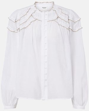 Isabel Marant Christa Ruffled Cotton-Blend Blouse - White