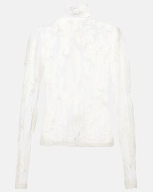 Acne Studios Cotton-Blend Turtleneck Top - White