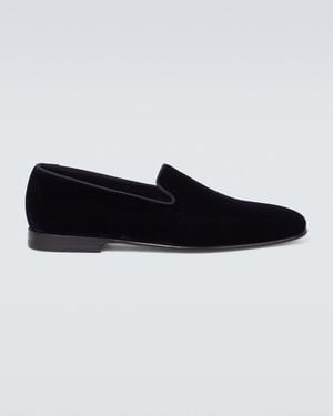 Manolo Blahnik Mario Velvet Loafers - Black