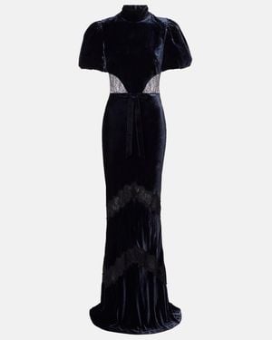 Rebecca Vallance Minerva Lace-Trimmed Velvet Gown - Black
