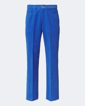 AURALEE Pantalones Rectos De Pana De Lana Y Cachemir - Azul