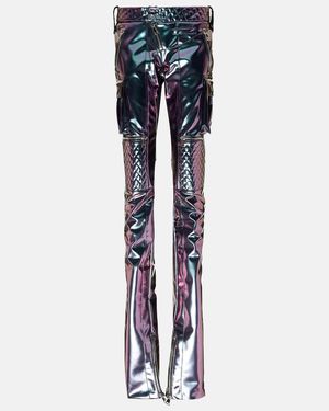 LAQUAN SMITH Pantalones Cargo Rectos Holograficos - Azul