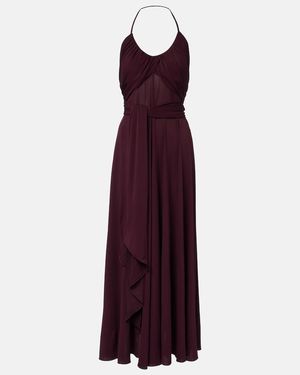Alaïa Draped Halterneck Jersey Maxi Dress - Purple