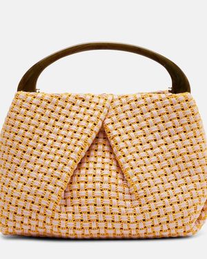 Dries Van Noten Woven Raffia-Effect Top-Handle Bag - Metallic