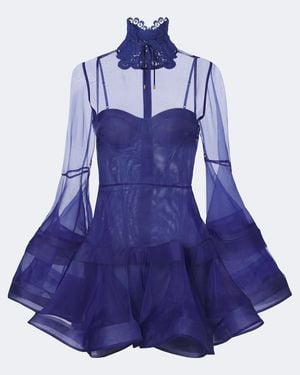Zimmermann Abito Corto Clash Lantern - Blu