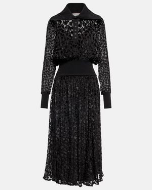 Tory Burch Velvet Devore Midi Dress - Black