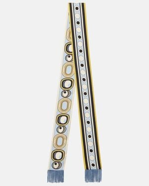 La DoubleJ Fringed Printed Silk Twill Scarf - Metallic
