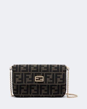 Fendi Portemonnaie Mit Kettenriemen Tube Ff Zucca Mini - Schwarz