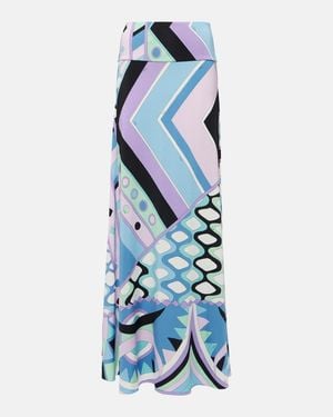 PUCCI Vivara Satin Jersey Maxi Skirt - Blue