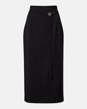 Sportmax High-Rise Virgin Wool Midi Skirt - Black