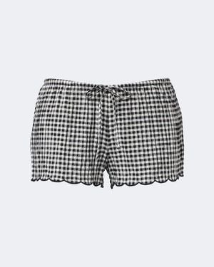 Montce Gingham Scalloped Shorts - White