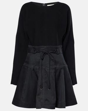 Ulla Johnson Aremi Twill-Trimmed Mini Dress - Black