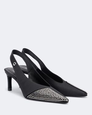 Coperni Crystal-Embellished Satin Slingback Pumps - Blue