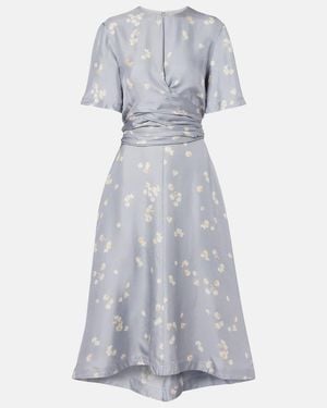 Altuzarra Kirsty Floral Draped Silk Midi Dress - Grey