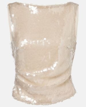STAUD Eton Sequined Top - Natural