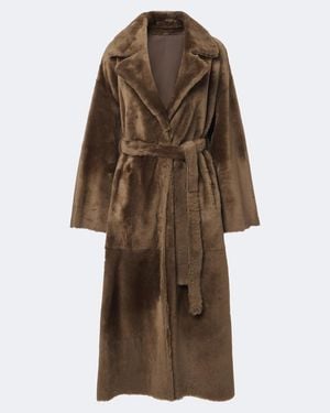 Arma Rien Shearling Wrap Coat - Brown