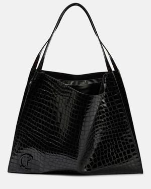 Christian Louboutin Le 54 Croc-Effect Leather Shoulder Bag - Black
