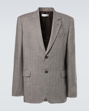 Our Legacy Ceremony Herringbone Virgin Wool Blazer - Grey