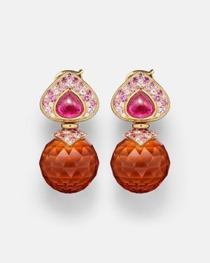 Marina B Pendientes Acilla De Oro De 18 Ct Con Piedras - Rojo
