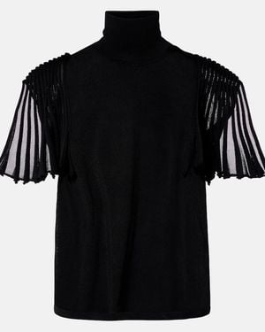 Alaïa Semi-Sheer Turtleneck Top - Black