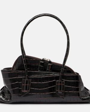 The Attico La Passeggiata Small Leather Shoulder Bag - Black