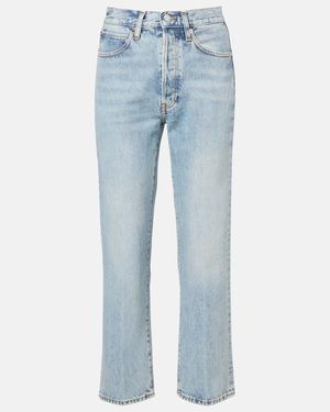 FRAME Jeans Rectos The Vertical Crop De Tiro Alto - Azul