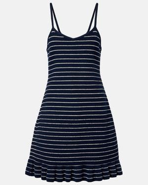JW Anderson Striped Cotton-Blend Minidress - Blue