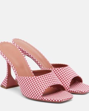AMINA MUADDI Lupita Gingham Mules - Pink