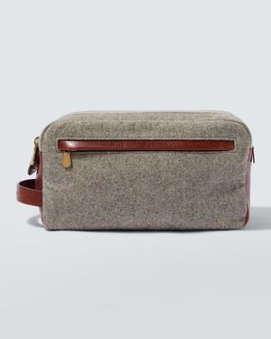 Brunello Cucinelli Bolso Neceser Con Piel - Gris