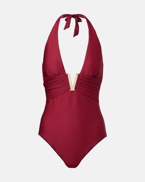 Heidi Klein Banador Cassis Fruncido - Rojo
