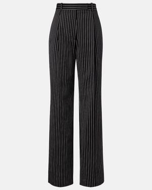 Tom Ford Striped Wool And Cotton Straight Trousers - Black