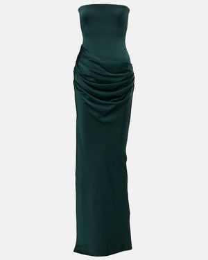 Alex Perry Draped Crepe Satin Corset Dress - Green