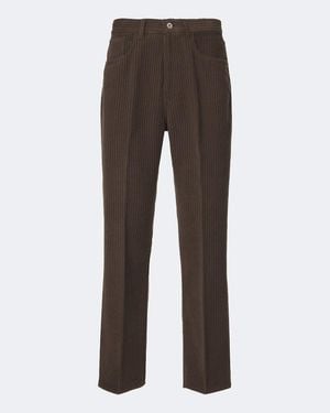 AURALEE Pantalones Rectos De Pana De Lana Y Cachemir - Marrón