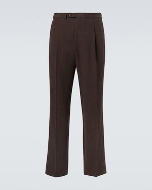 Saman Amel Amo Linen Canvas Suit Trousers - Brown