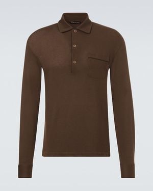 Tom Ford Silk And Cotton Pique Polo Shirt - Brown