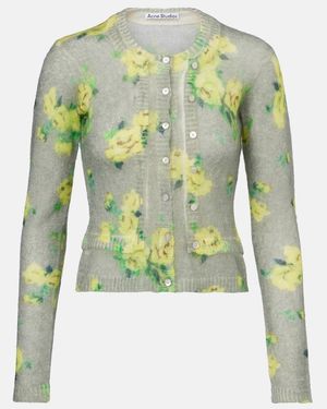 Acne Studios Cardigan En Mezcla De Mohair Floral - Verde