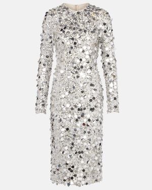 Dolce & Gabbana Sequined Midi Dress - White