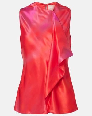 ROKSANDA Kiara Printed Draped Top - Red