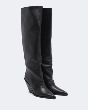 Souliers Martinez Kniehohe Stiefel Nevada Aus Leder - Schwarz