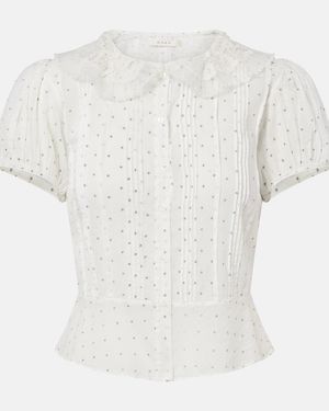 Doen Oleta Polka-Dot Cotton Top - White