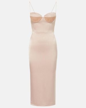Alex Perry Sweetheart Satin Crepe Midi Dress - Natural